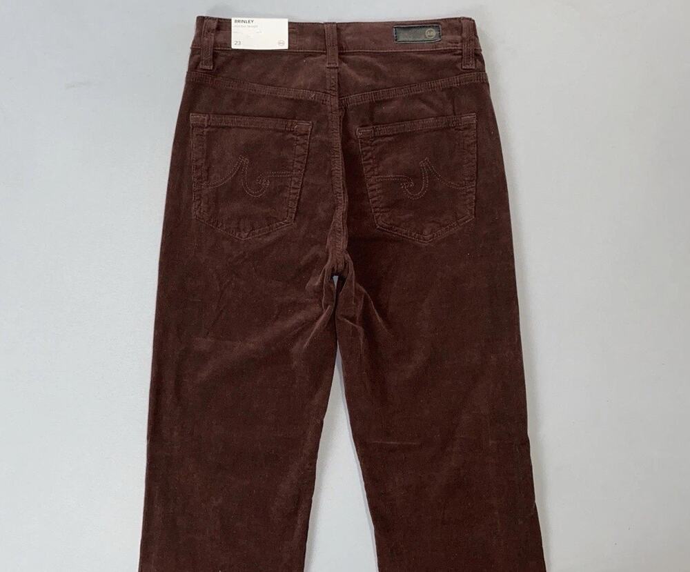AG The Brinley Mid-Rise Straight Corduroy Jeans, Pants. Brown, Women's 23. NWT!